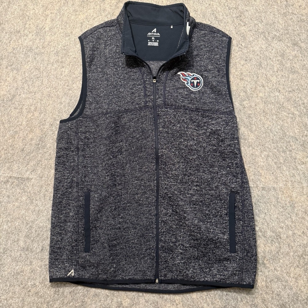 Tennessee Titans Antigua Vest Mens XL Full Zip Sweater Fleece NFL Football Navy